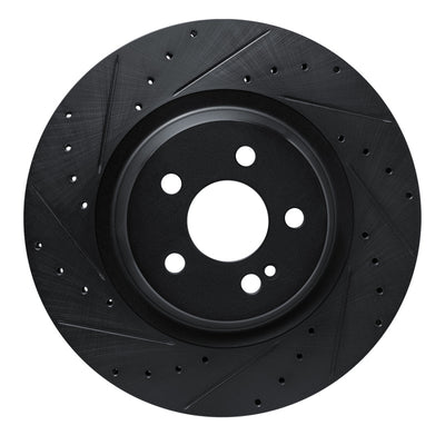 R1 20-26 Mercedes-Benz GLS580 Rear Left Drilled & Slotted Black Brake Rotor