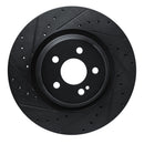R1 20-26 Mercedes-Benz GLS580 Rear Left Drilled & Slotted Black Brake Rotor