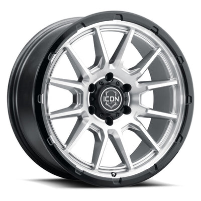 ICON Alloys Cajon 20x9 / 5x150 / 16mm / 5.625in BS Silver Machined Wheel w/ GB Lip