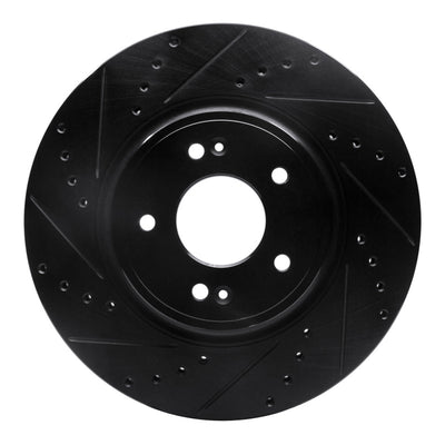 R1 18-23 Genesis G70 Front Left Drilled & Slotted Black Brake Rotor