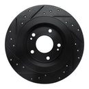 R1 13-25 Mitsubishi Eclipse Cross Rear Right Drilled & Slotted Black Brake Rotor