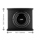 DS18 Single 10in Shallow Subwoofer and Enclosure 350 Watts RMS Amplified Sealed Black Carpet