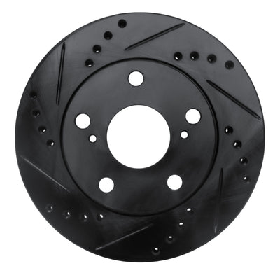 R1 92-01 Toyota Camry Front Left Drilled & Slotted Black Brake Rotor