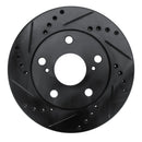 R1 92-01 Toyota Camry Front Left Drilled & Slotted Black Brake Rotor