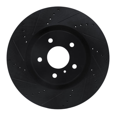 R1 03-08 Infiniti G35 Front Left Drilled & Slotted Black Brake Rotor