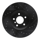 R1 04-10 BMW X3 Front Left Drilled & Slotted Black Brake Rotor