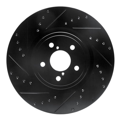 R1 05-18 Subaru Outback Front Left Drilled & Slotted Black Brake Rotor
