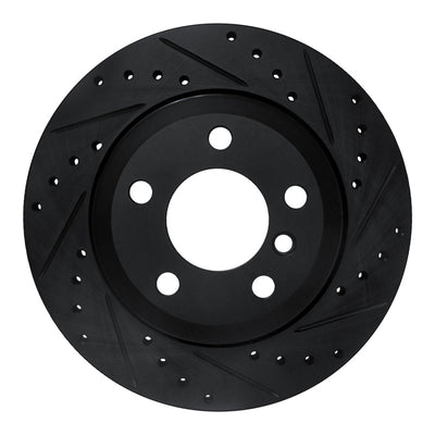 R1 07-19 BMW X5 Rear Right Drilled & Slotted Black Brake Rotor