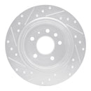 R1 99-10 Saab 9-5 Rear Right Drilled & Slotted Silver Brake Rotor