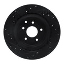 R1 03-08 Infiniti G35 Rear Right Drilled & Slotted Black Brake Rotor
