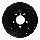 R1 11-16 Mini Cooper Paceman Front Right Drilled & Slotted Black Brake Rotor