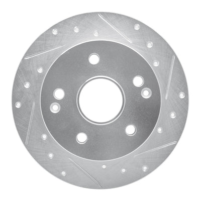 R1 96-98 Acura TL Rear Right Drilled & Slotted Silver Brake Rotor
