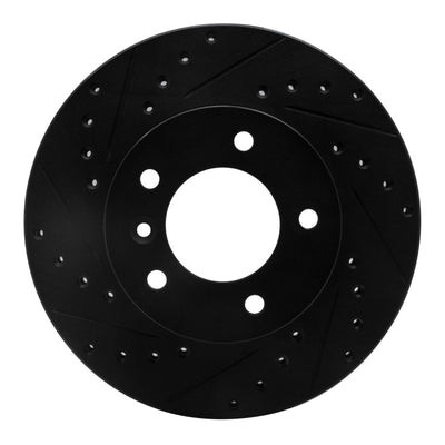 R1 90-97 Jaguar XJ6 Front Left Drilled & Slotted Black Brake Rotor