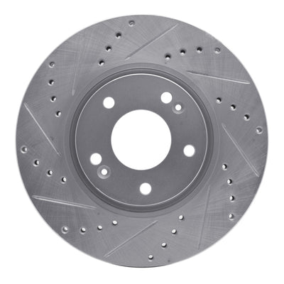 R1 05-24 Hyundai Veloster Front Left Drilled & Slotted Silver Brake Rotor