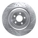 R1 08-09 Jaguar XKR Right Rear Drilled & Slotted Silver Brake Rotor