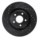 R1 07-10 Chevrolet Cobalt Front Left Drilled & Slotted Black Brake Rotor