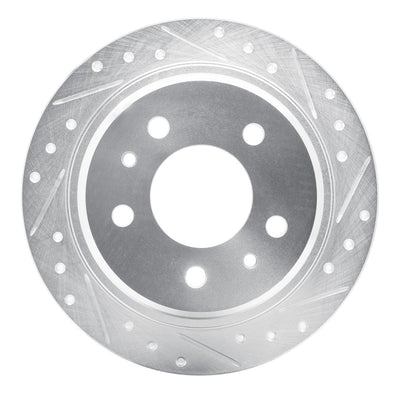 R1 82-89 BMW 528E Rear Right Drilled & Slotted Silver Brake Rotor
