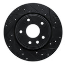 R1 17-25 Chrysler Voyager Rear Right Drilled & Slotted Black Brake Rotor