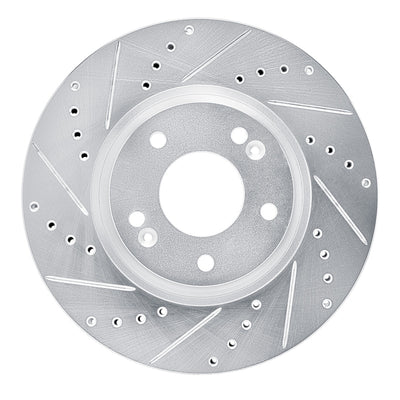 R1 15-19 Kia SOUL EV Front Left Drilled & Slotted Silver Brake Rotor