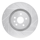 R1 2009-2015 Cadillac CTS Front Right Drilled & Slotted Silver Brake Rotor