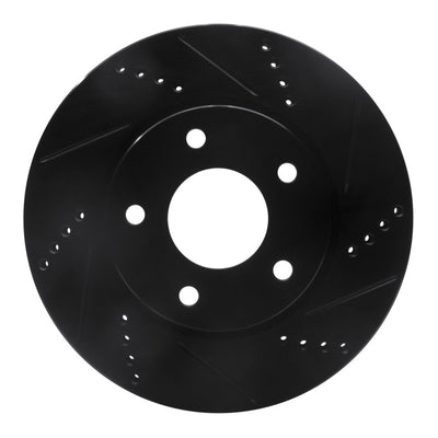 R1 07-17 Dodge CALIBER Front Right Drilled & Slotted Black Brake Rotor