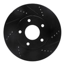 R1 07-17 Dodge CALIBER Front Right Drilled & Slotted Black Brake Rotor