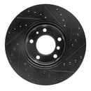 R1 89-95 BMW 530I Front Left Drilled & Slotted Black Brake Rotor