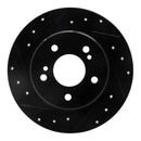 R1 01-03 Hyundai XG350 Front Left Drilled & Slotted Black Brake Rotor