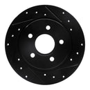 R1 12-18 Ford Focus Rear Drilled & Slotted Black Brake Rotor Set