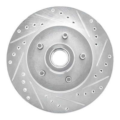 R1 1987-1990 Dodge Dakota RWD Front Right Drilled & Slotted Silver Brake Rotor