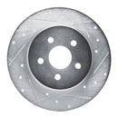 R1 87-91 Chrysler TC Maserati Rear Right Drilled & Slotted Silver Brake Rotor