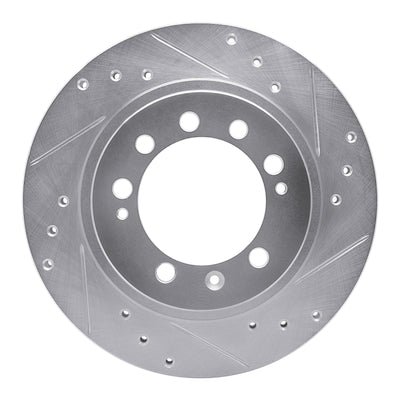 R1 83-89 Chrysler Conquest Rear Right Drilled & Slotted Silver Brake Rotor
