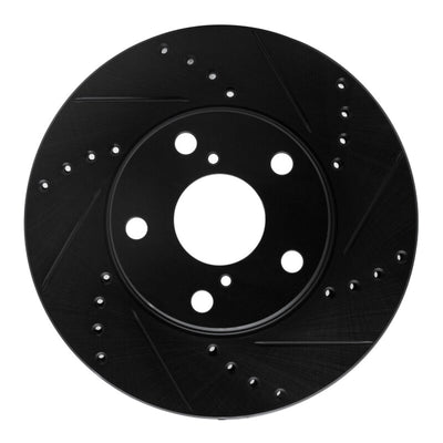 R1 01-05 Toyota RAV4 Front Right Drilled & Slotted Black Brake Rotor