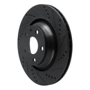 R1 08-15 Audi TT Quattro RS Rear Right Drilled & Slotted Black Brake Rotor