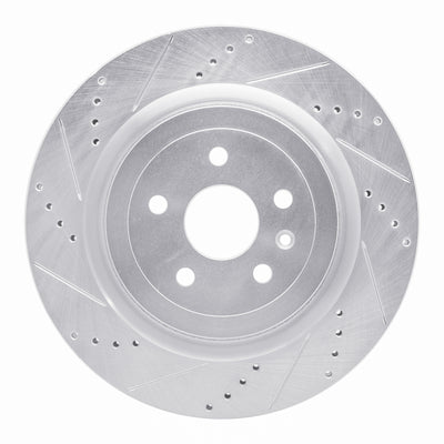 R1 09-24 Cadillac CTS Rear Left Drilled & Slotted Silver Brake Rotor