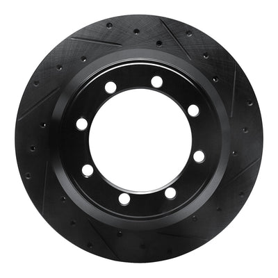 R1 99-04 Ford F-350 Super Duty 4WD Rear Right Drilled & Slotted Black Brake Rotor