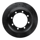 R1 99-04 Ford F-350 Super Duty 4WD Rear Right Drilled & Slotted Black Brake Rotor