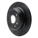 R1 05-12 Acura RL Rear Left Drilled & Slotted Black Brake Rotor