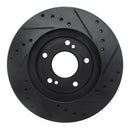 R1 99-01 Infiniti I30 Front Left Drilled & Slotted Black Brake Rotor