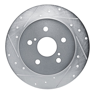 R1 18-22 Toyota C-HR Rear Left Drilled & Slotted Silver Brake Rotor