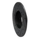 R1 13-19 Fiat 500E Rear Right Drilled & Slotted Black Brake Rotor