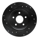 R1 04-13 Volvo V50 Rear Right Drilled & Slotted Black Brake Rotor