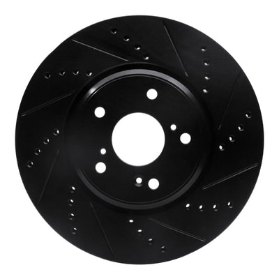 R1 16-22 Acura ILX Front Right Drilled & Slotted Black Brake Rotor
