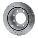 R1 99-25 Chevrolet Suburban 2500 Rear Left Drilled & Slotted Silver Brake Rotor