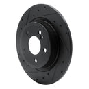 R1 14-20 Infiniti QX30 Rear Left Drilled & Slotted Black Brake Rotor
