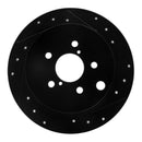 R1 12-23 Subaru XV Crosstrek Rear Drilled & Slotted Black Brake Rotor Set