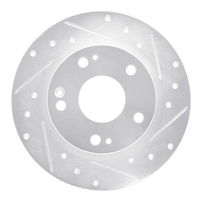 R1 16-25 Honda Civic Hatchback Rear Right Drilled & Slotted Silver Brake Rotor