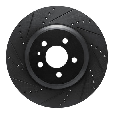 R1 17-25 Tesla Model 3 Rear Left Drilled & Slotted Black Brake Rotor