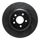 R1 17-25 Tesla Model 3 Rear Left Drilled & Slotted Black Brake Rotor