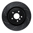 R1 16-24 Jaguar XF Rear Left Drilled & Slotted Black Brake Rotor